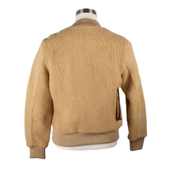 OVADIA & SONS Tan Lamb Fur MA-1 Bomber Style Jacket - Picture 4 of 9